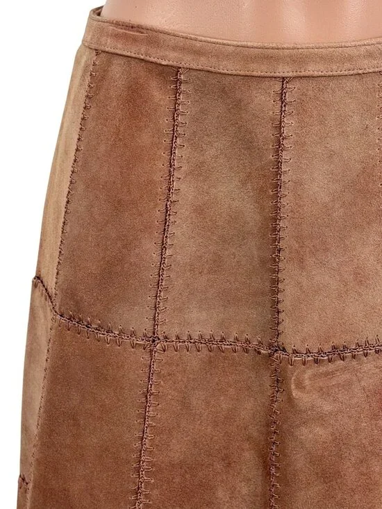 Free People Suede Patchwork High Waist Mini Skirt | Western Boho Coastal 70s 10 - Picture 5 of 16